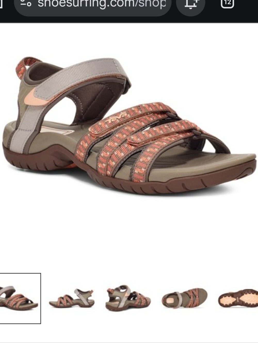 Teva Women's Sandal in Tan and Orange Accents.No Size Tag.see Pic For mesurment.
